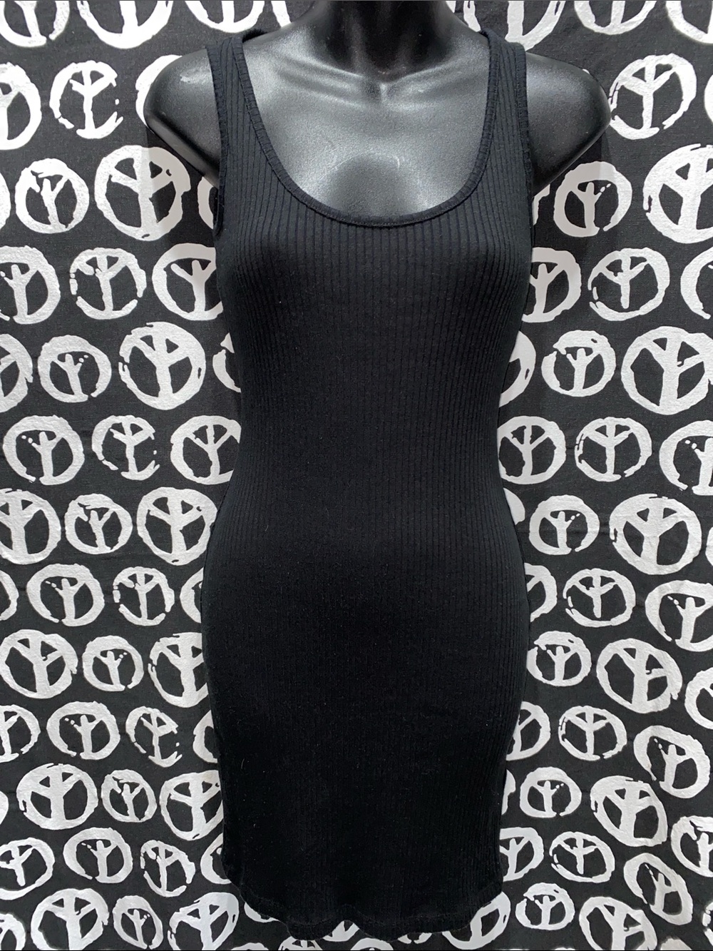French Connection Black Ribbed Midi Tank Dress SZ 4